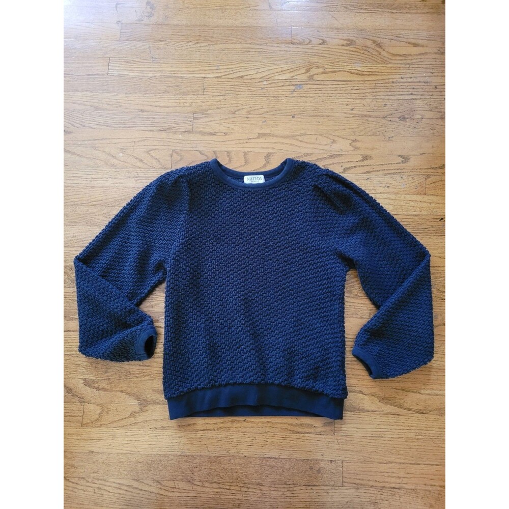 Nation LTD Womens Black Open Knit Sweater Small Minimalist
